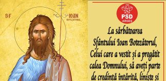 Mesajul conducerii PSD Argeș cu prilejul sărbătorii Sfântului Ioan
